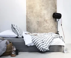 Blok Strib Sengelinned, Grå, 140x220 cm