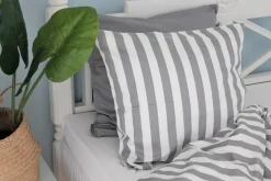 Blok Strib Sengelinned, Grå, 140x220 cm