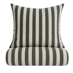 Blok Strib Sengetøj, Olive/Sand, 140x220 cm