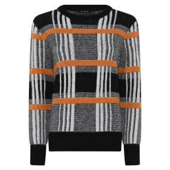 Bold Check Striktrøje, Apricot/Black, L