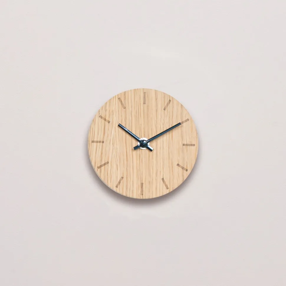 Bord- & Vægur, Light Oak/Black, Ø12 cm