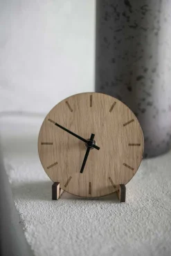 Bord- & Vægur, Light Oak/Black, Ø12 cm
