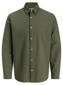 Breeze Linen Blend LS Skjorte, Dusty Olive, 164 cm