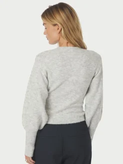 Briano Soft Knit Cardigan, Light Grey Melange, 40