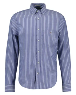 Brushed Twill Stripe Skjorte, College Blue, L