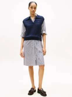 Cable Mid Polo Vest, Dark Night Navy, XXL