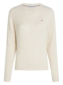 Cable Striktrøje, Heather Ivory Petal, M