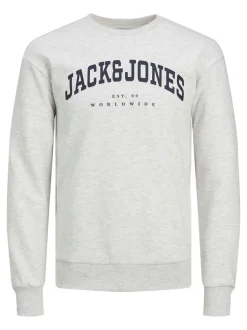 Caleb Varsity Crew Sweatshirt, White Melange, 164 cm