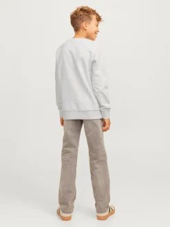 Caleb Varsity Crew Sweatshirt, White Melange, 164 cm