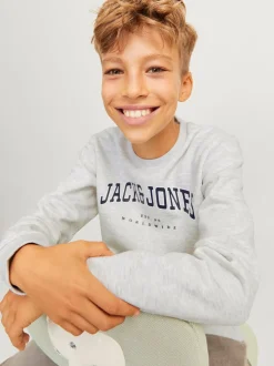 Caleb Varsity Crew Sweatshirt, White Melange, 164 cm