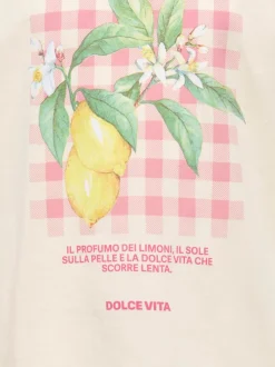 Carina Life Loose Printed T-shirt, Tofu Limone, 134-140 cm