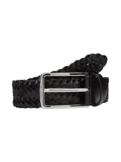 Casuaæ Braided Leather Bælte, Black Braided, 85 cm