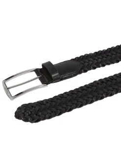 Casuaæ Braided Leather Bælte, Black Braided, 85 cm