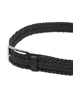 Casuaæ Braided Leather Bælte, Black Braided, 85 cm
