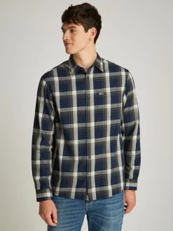 Check Flannel Skjorte, Dark Night Navy Check, S