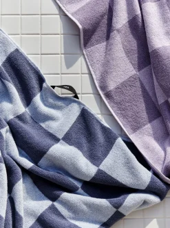 Check Håndklæde, Steel Blue, 70x136 cm