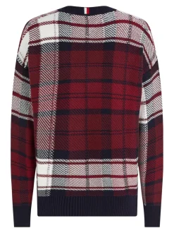 Check Texture Striktrøje, Deep Rouge Multi, XL