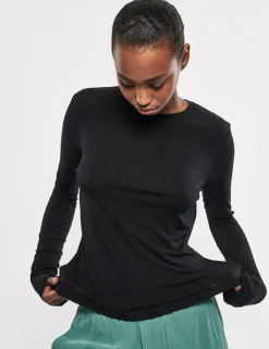 Christina-M Langærmet T-shirt, Sort, XL