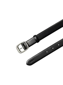 Chunky Buckle Bælte, Black/Shiny Nickel, 85 cm