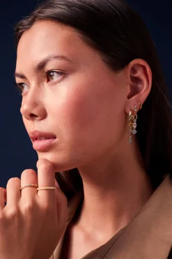 Circolo Lungo Ørerings Vedhæng, Guld/Multi