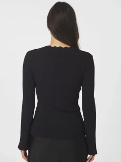 Clara Stitch Knit Bluse, Dark Navy, 38