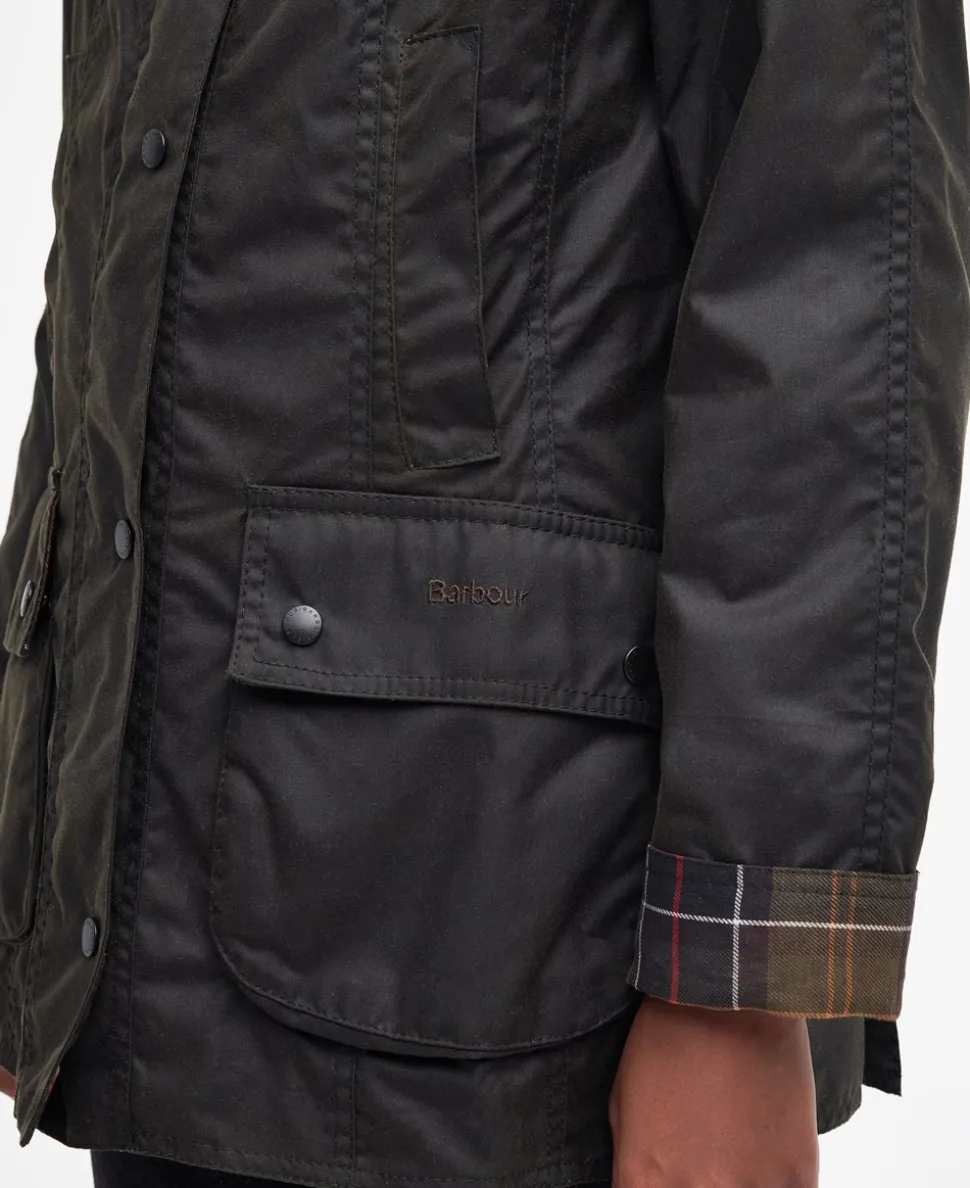 Classic Beadnell Wax Jakke, Olive, 38