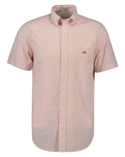 Classic Poplin Check Skjorte, Deep Orange, XL