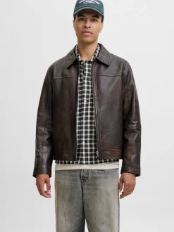 Clean Leather Jakke, Chocolate Brown, L