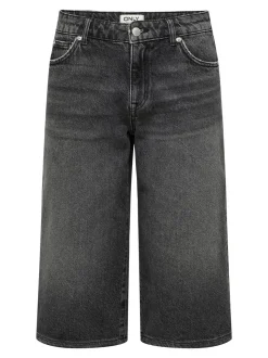 Cobain Wide Lange Shorts, Black Denim, M