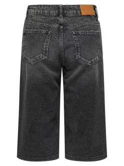 Cobain Wide Lange Shorts, Black Denim, M