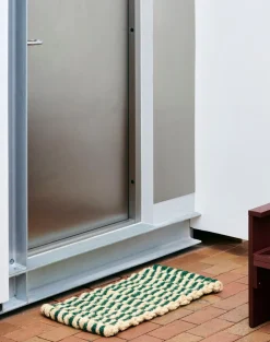 Coco Stripe Wave Dørmåtte, Dark Green/White