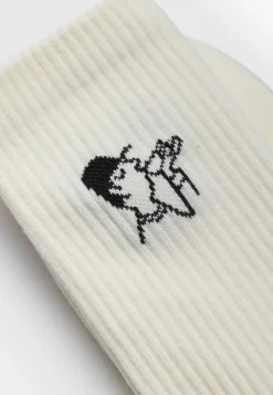 COF Jaquard Crew Strømper, White, One Size