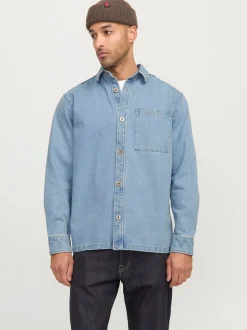 Colter Denim Overshirt, Light Blue Denim, XXL