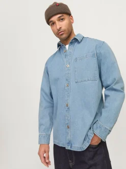 Colter Denim Overshirt, Light Blue Denim, XXL