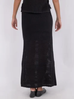 Como Crochet Knit Nederdel, Sort, 34