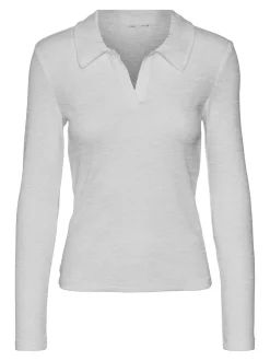 Como Polo Bluse, Light Grey Melange, L