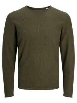 Cooper Crew Neck Striktrøje, Olive Night, XXL