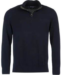 Cotton Half Zip Striktrøje, Navy, S