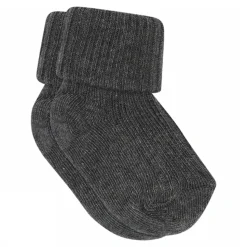 Cotton Rib Baby Strømper, Dark Grey Melange, 25-28