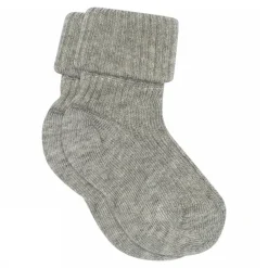 Cotton Rib Baby Strømper, Grey Melange, 15-16