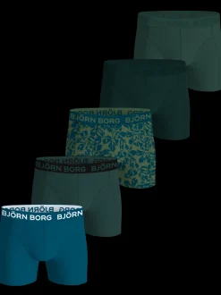 Cotton Stretch 5-pak Boxershorts, Blå/Grøn/Print, L