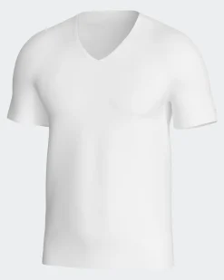 Cotton Stretch V-Neck T-shirt, White, XL