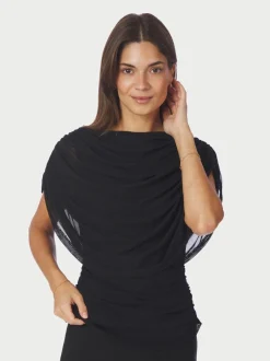 Cottuna Drapy Mesh Top, Black, 36
