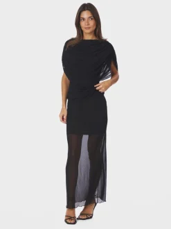 Cottuna Drapy Mesh Top, Black, 36