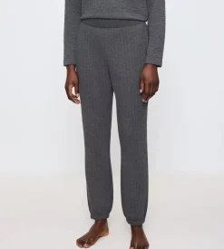 Cozy Comfort Quilted Bukser, Dark Grey Melange, 40