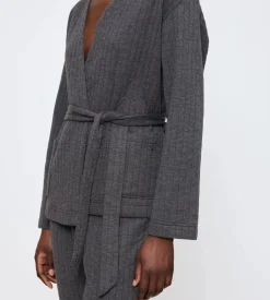 Cozy Comfort Quilted Robe Bluse, Dark Grey Melange, 44