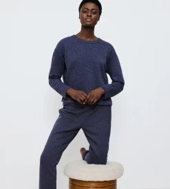 Cozy Comfort Quilted Sweater, Blue Dark Combination, 40