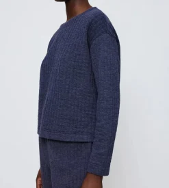 Cozy Comfort Quilted Sweater, Blue Dark Combination, 40