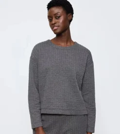 Cozy Comfort Quilted Sweater, Dark Grey Melange, 44