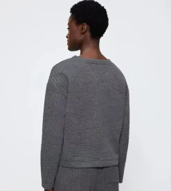 Cozy Comfort Quilted Sweater, Dark Grey Melange, 44